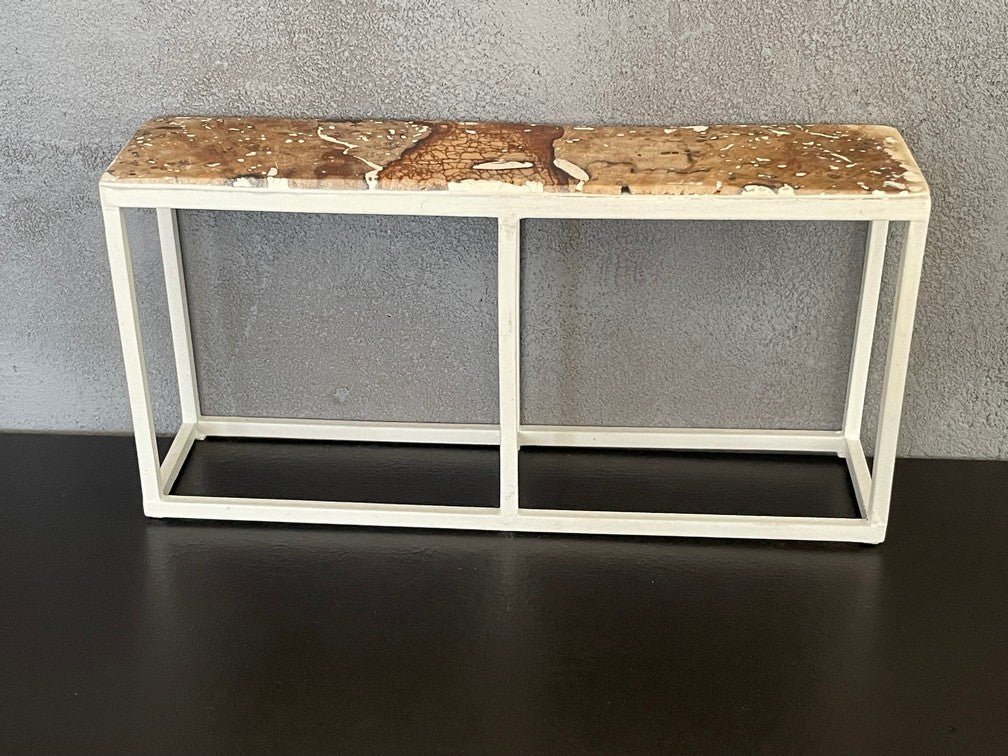 Industrial Console Table - White Base with Driftwood Top