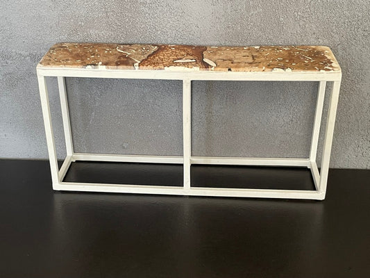 Industrial Console Table - White Base with Driftwood Top