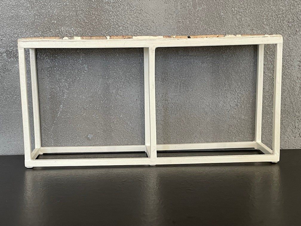 Industrial Console Table - White Base with Driftwood Top