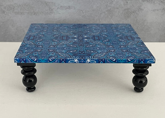 Blue Geometric Square Coffee Table