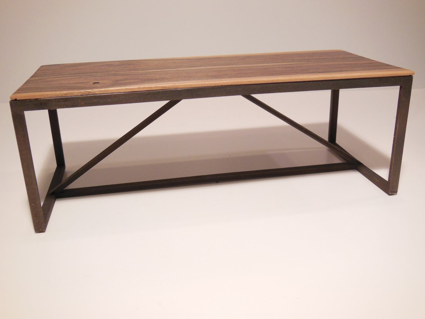 Strut Dining Table with Rust Base and Hickory Top