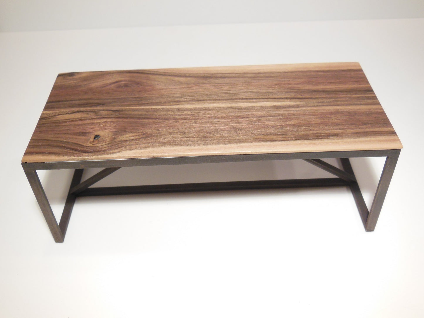 Strut Dining Table with Rust Base and Hickory Top