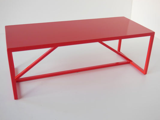 Strut Dining Table with Red Base and Red Top