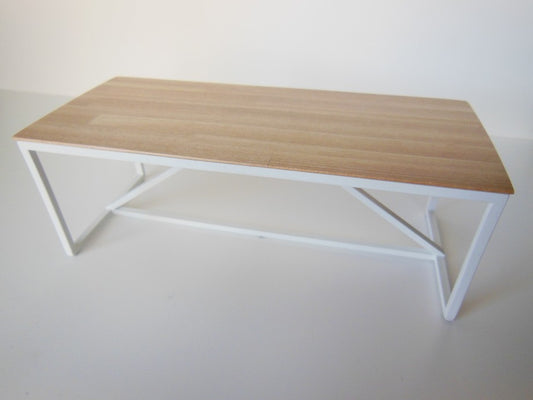 Strut Dining Table with White Base and Birch Top