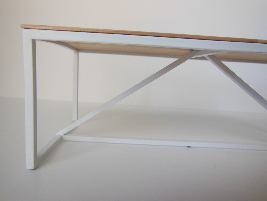 Strut Dining Table with White Base and Birch Top