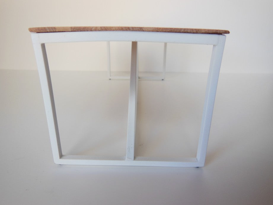 Strut Dining Table with White Base and Birch Top