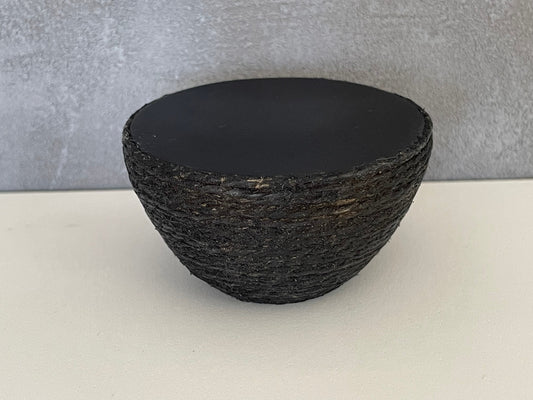 Black Handwoven Rope Round Accent End Table
