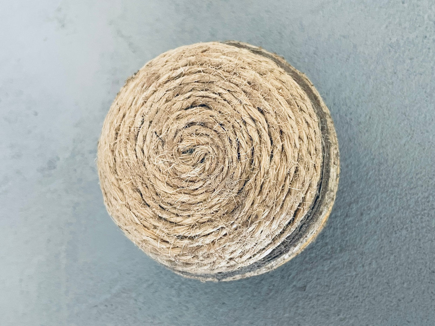 Natural Striped Handwoven Rope Round Accent End Table or Stool