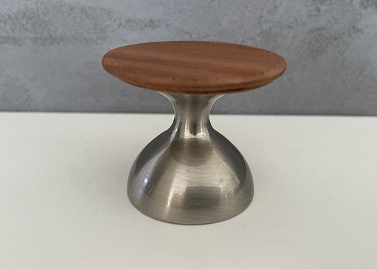 Teak Top with Brushed Metal Base Accent Side Table