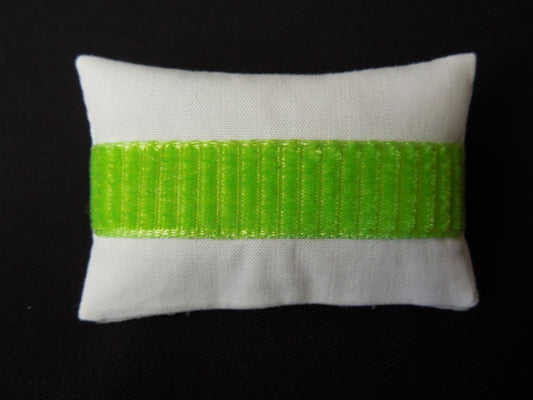 White with Green Band Medium Rectangle Pillow