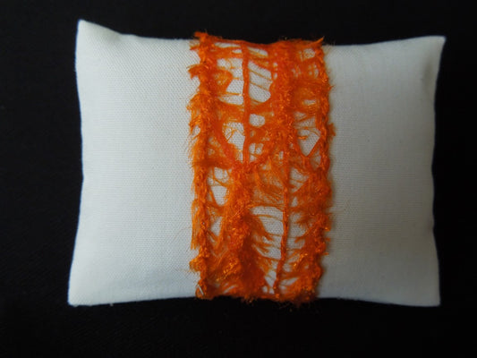 White with Orange Band Medium Rectangle Pillow