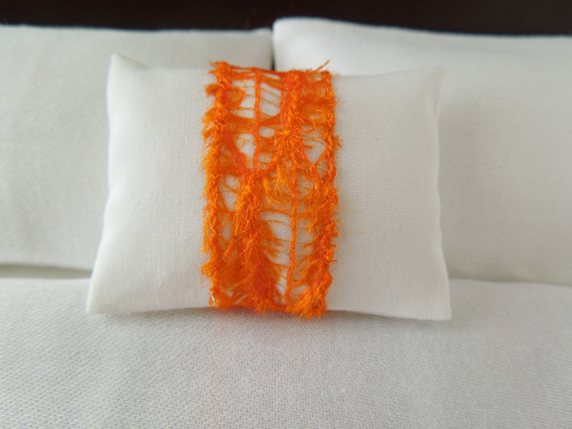 White with Orange Band Medium Rectangle Pillow