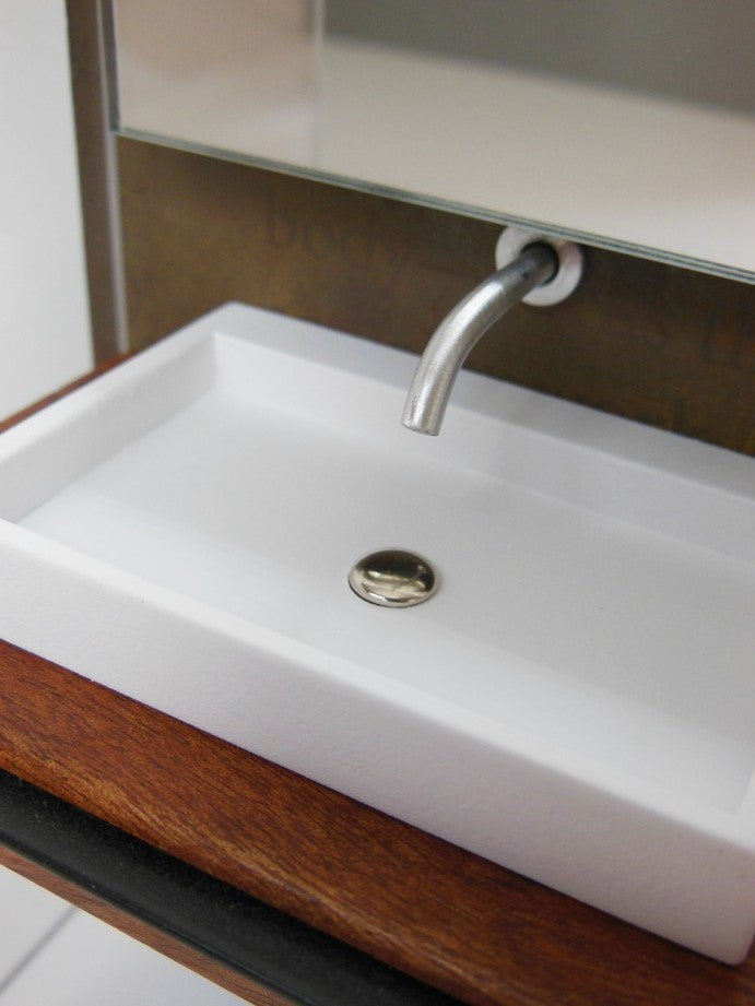 Industrial Single Vanity with Aluminum Shelf and Light Fixture