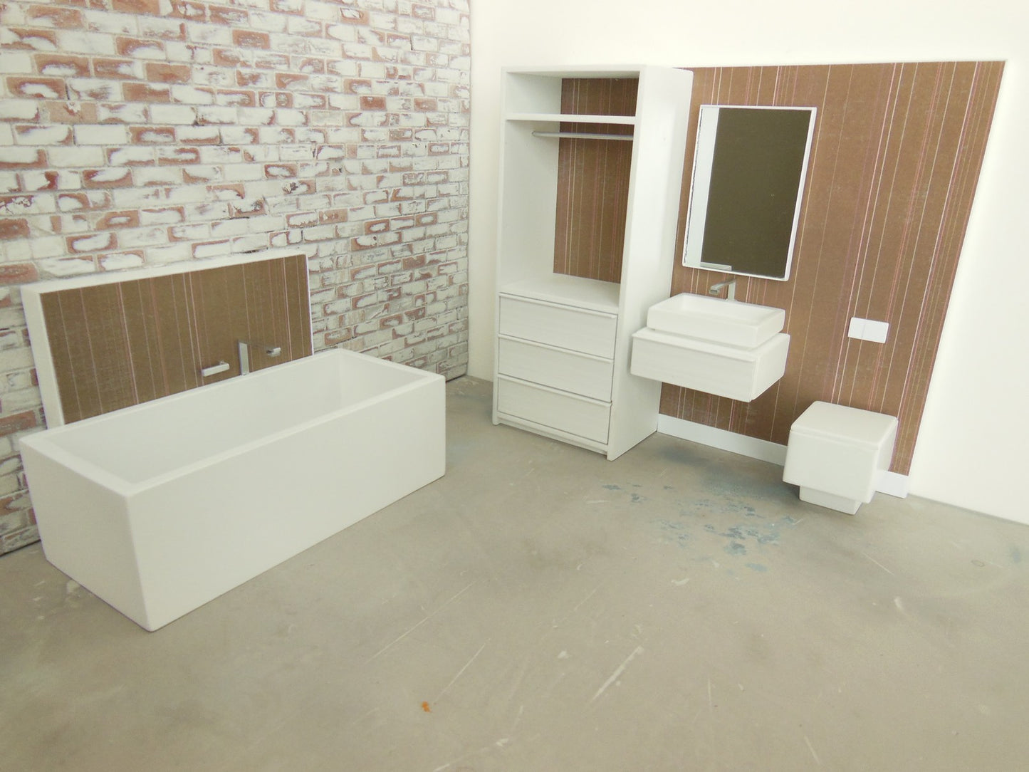 Single Vanity Bath Unit with Toilet and Wardrobe Unit