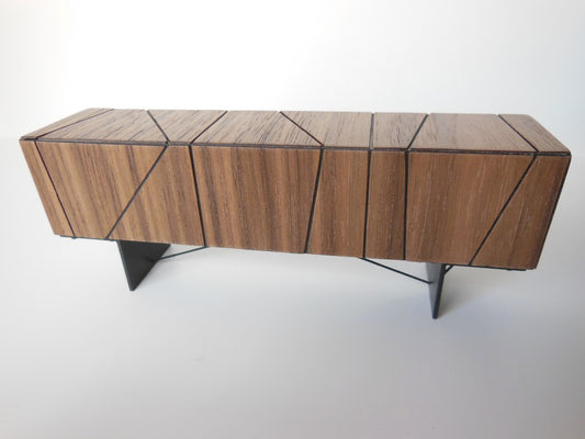 Cole Entertainment Console in Walnut with Black Base