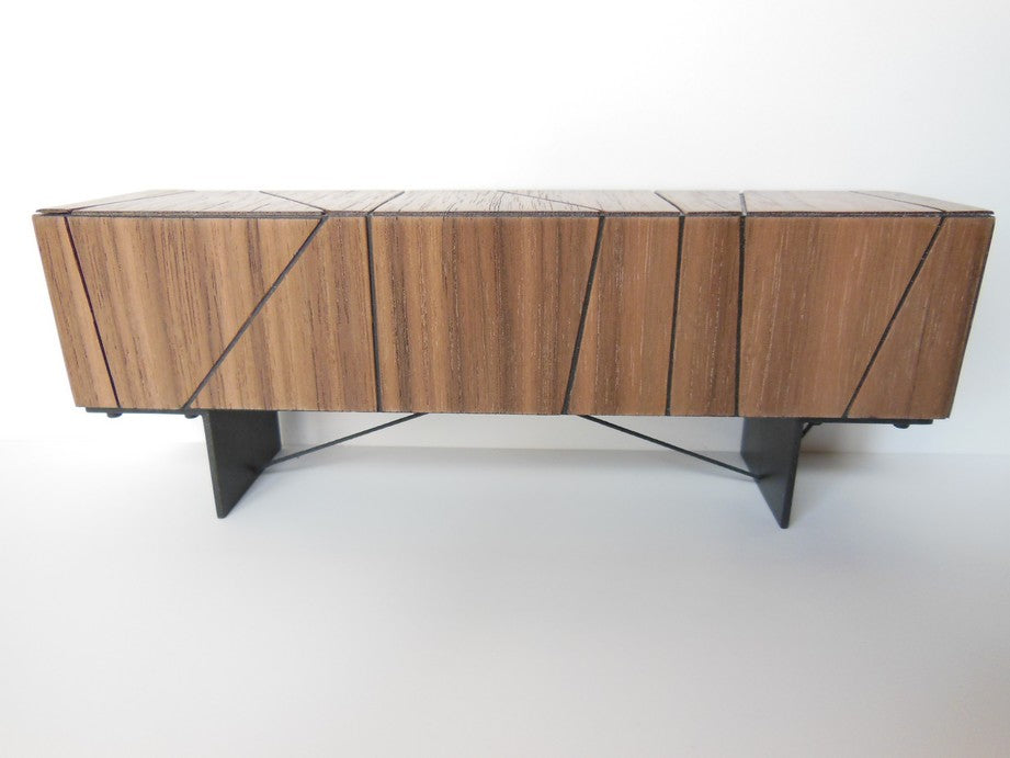 Cole Entertainment Console in Walnut with Black Base
