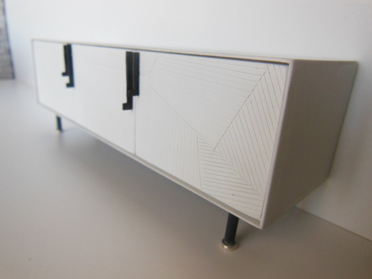 Draper Console in White with Black Steel Base