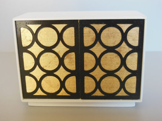 Linden 2 Door Cabinet in White/Gold/Black