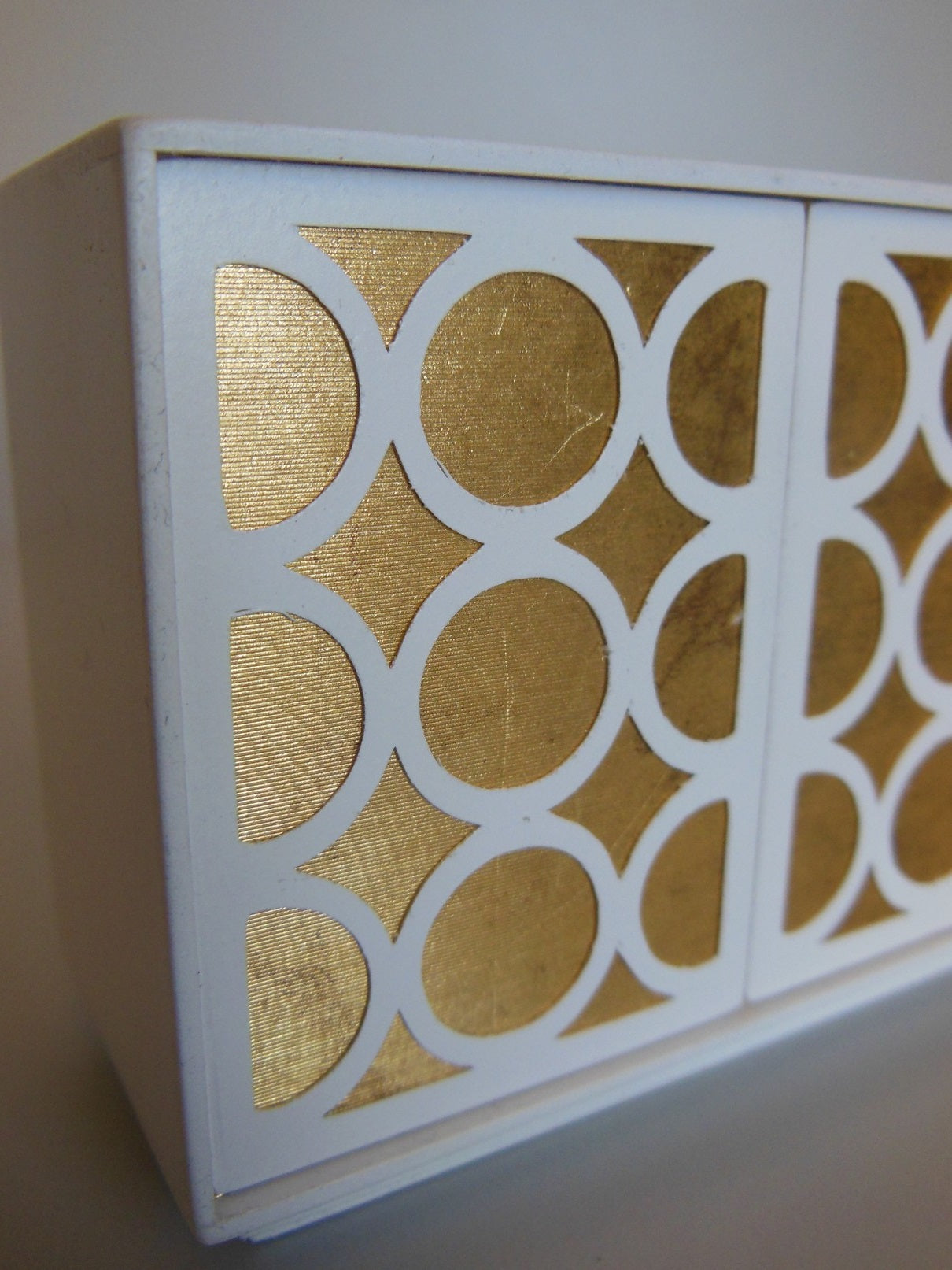 Linden 2 Door Cabinet in White/Gold/White
