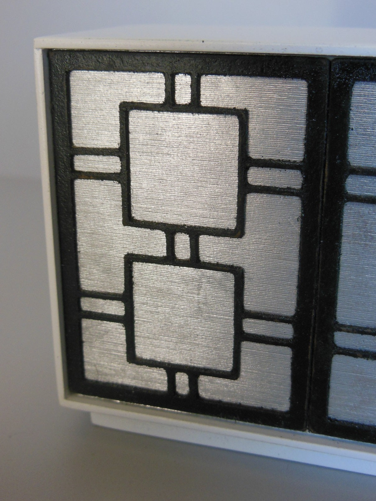 Linden 2 Door Cabinet in White/Silver/Black