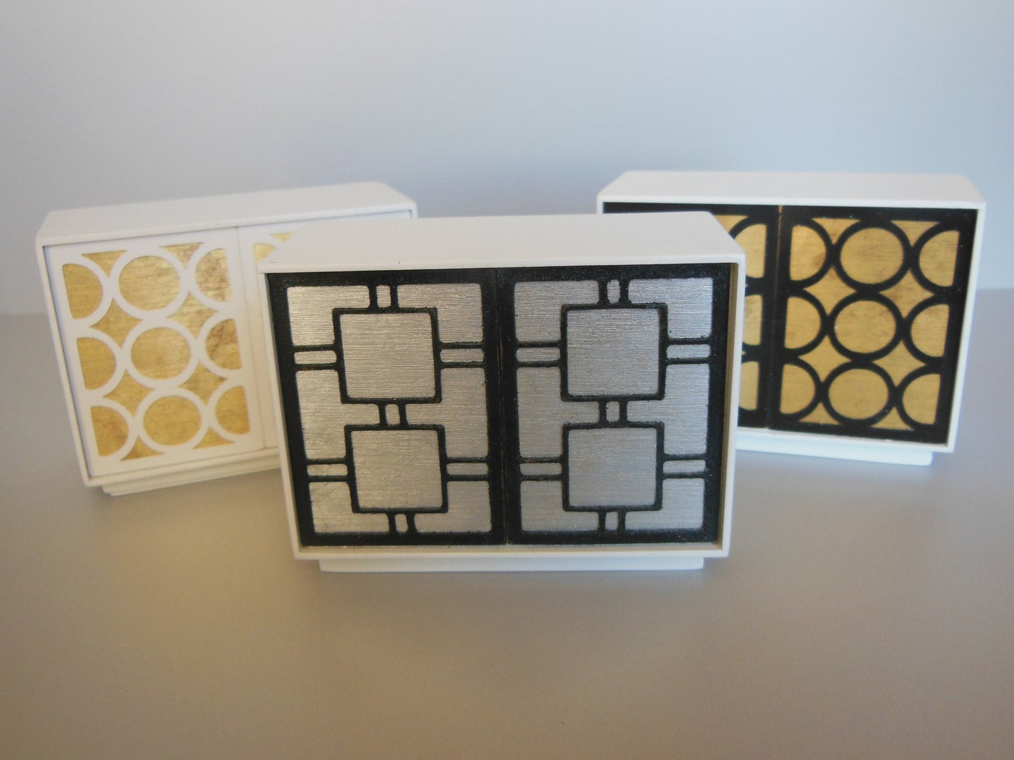 Linden 2 Door Cabinet in White/Silver/Black