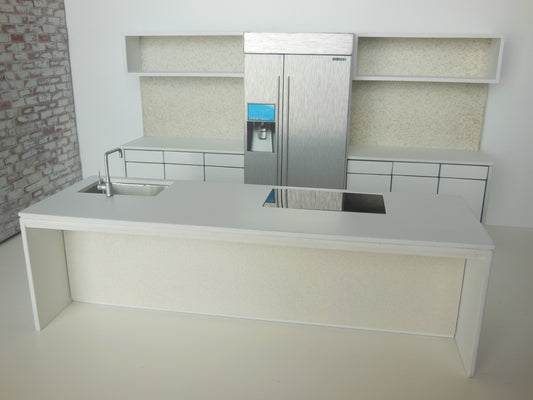Frenton Kitchen in White with Pebble Back Wall