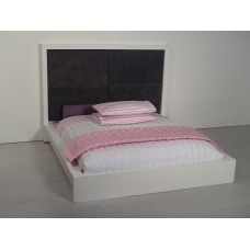 White Platform Bed with Grey 4-Panel Insert