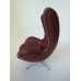 Egg Chair in Burgundy Leather Black Trim