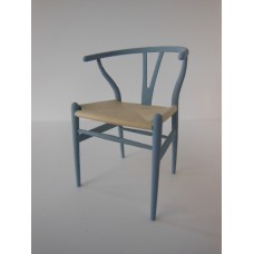 Wishbone Chair - Blue Gray with Natural Seat