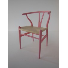 Wishbone Chair - Pink with Natural Seat