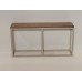 Industrial Console Table - Champagne Base with Walnut Top