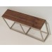 Industrial Console Table - Champagne Base with Walnut Top