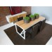 Strut Dining Table with White Base and Birch Top