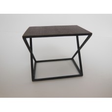 Wide Scissor Side Table in Rust