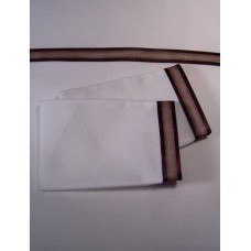 White Sheet Set with Wide Brown Satin Edge